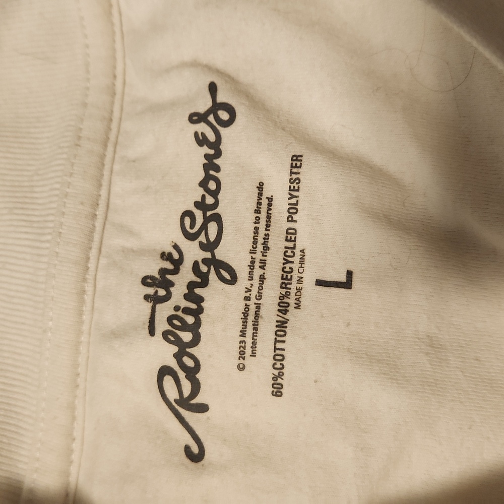 the Rolling Stones White Sweatshirt with Multicolor Pop Art Tongue Graphics - Picture 3 of 5